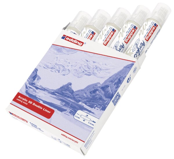 Akrilni marker E-5400 double-liner sa dva vrha bela Edding