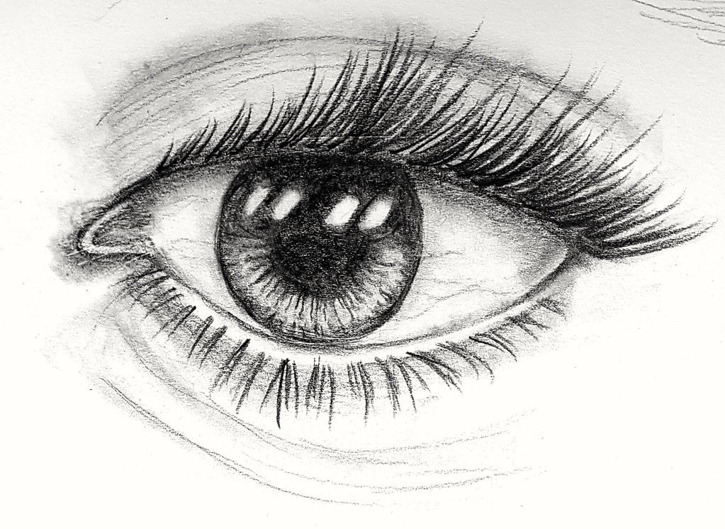 crtez oka koji je napisan grafitnom olovkom