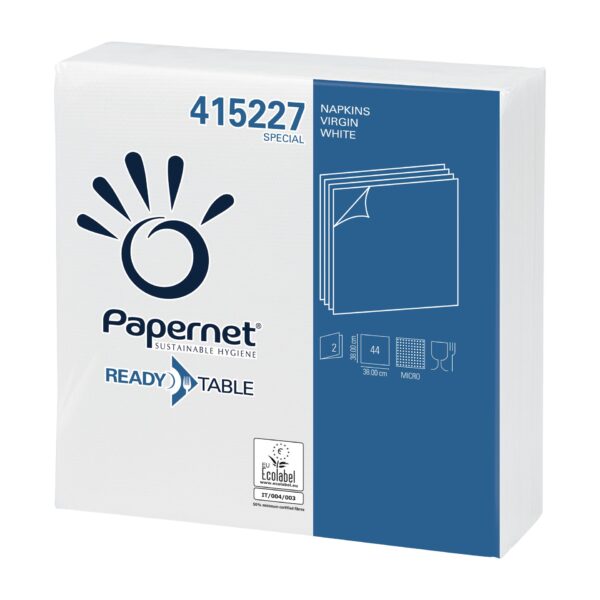 Salvete 38×38, dvoslojne, 44kom x 18pak (792 salveta), Bele, PAPERNET - PAPERNET
