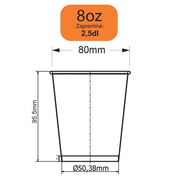 Čaša karton 8oz, 50/1 - BEO