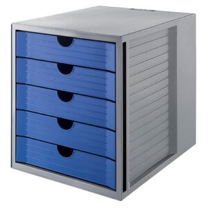Police za dokumentaciju sa fiokama SYSTEM BOX, 5 fioka plava Han