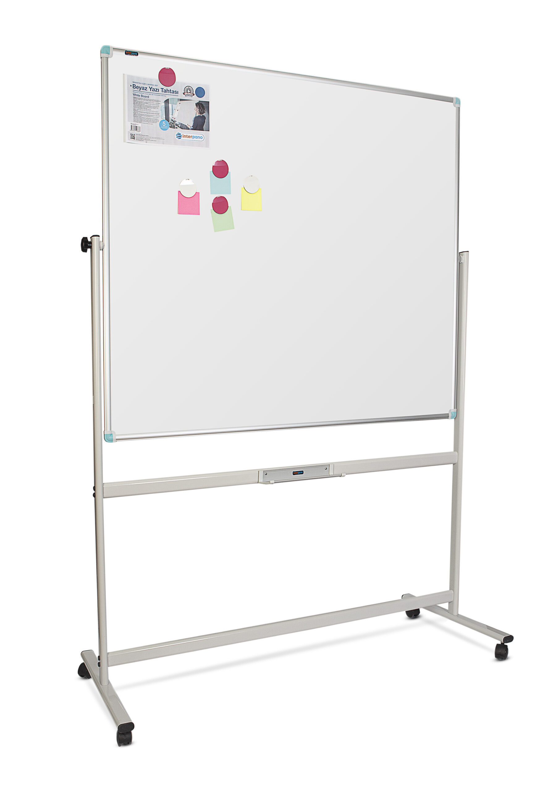 Bela magnetna tabla dvostrana 90x120, na stalku sa točkićima Noki - Image 2